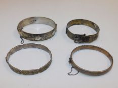 Four silver bangles approx. 114g