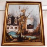 A framed Danish oil on canvas signed K. Suurland 29.5in x 26in inc.