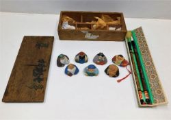 An early 20thC. boxed set of seven Chinese earthen