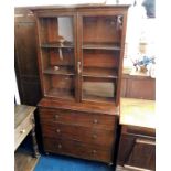 A 19thC. mahogany bookcase with glazed doors & thr