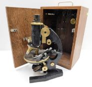 A cased E. Leitz Wetzlar Otto Selbart microscope