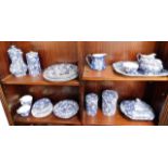 A quantity of blue & white Calico pattern porcelai