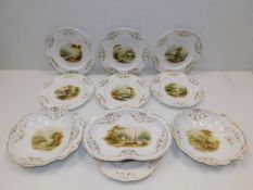 Ten pieces of 19thC. dinnerware with scenic decor