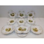Ten pieces of 19thC. dinnerware with scenic decor