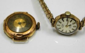 Two 9ct gold cased watches, one a/f