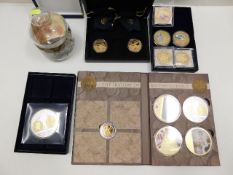 A quantity of gilded proof collectors coins & crow