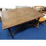An early 20thC. oak art nouveau period table with