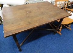 An early 20thC. oak art nouveau period table with