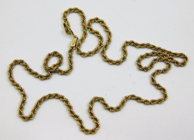 A 9ct gold rope chain 16in long 1.9g