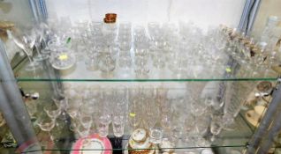 A quantity of glassware, contents of two shelves,