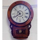 A 19thC. inlaid drop dial wall clock
