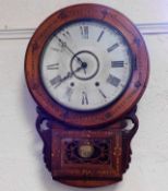 A 19thC. inlaid drop dial wall clock