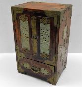 An early 20thC. Chinese rosewood jewellery cabinet