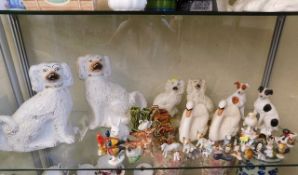 A pair of Staffordshire dogs & other items includi