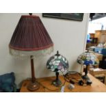 Two Tiffany style lamps twinned with one other, all PAT tested as pass