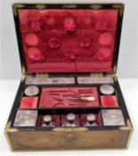 A 19thC. brass bound rosewood ladies vanity box