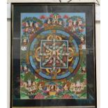 A framed gouache Thangka 24.75in x 19.75in inc.