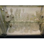 A quantity of glassware including decanters