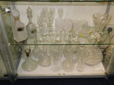 A quantity of glassware including decanters