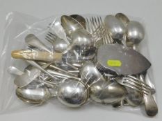 A bagged quantity of silver plated flatware