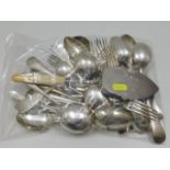 A bagged quantity of silver plated flatware
