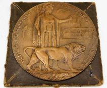 A WW1 death plaque awarded to James Arthur Jacques