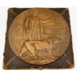 A WW1 death plaque awarded to James Arthur Jacques