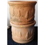 Two large terracotta pots 12.75in high x 17.5in wi