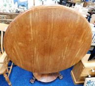 A Victorian tilt top breakfast table with claw fee