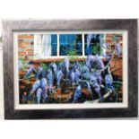 A framed oil on panel of wisteria by Timmy Mallet,