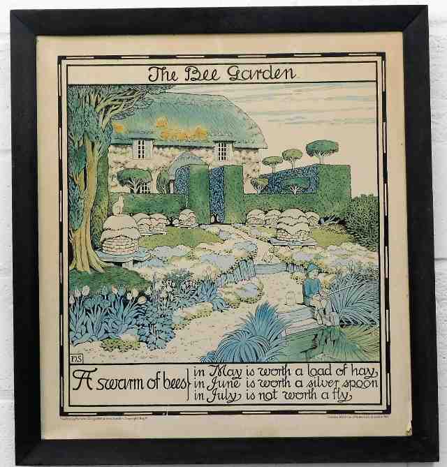 An oak framed James Akerman lithograph titled "The Bee Garden" after George Heywood Maunoir Sumner p