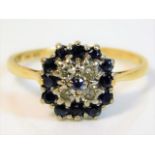 An 14ct gold platinum mounted diamond & sapphire ring, approx. 0.2ct diamond size N/O 2.9g