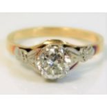 An 18ct gold solitaire ring set with approx. 0.85c
