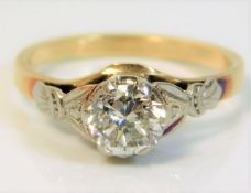 An 18ct gold solitaire ring set with approx. 0.85c