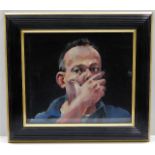 A framed oil on panel of young man by Robert Lenki