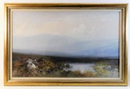 A signed gilt framed gouache of Dunkery Beacon, Ex