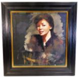 A framed oil on canvas of Belinda Nash by Robert Lenkiewicz, image size 23.5in x 23.5in