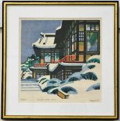 A framed limited edition 46/100 Japanese woodblock