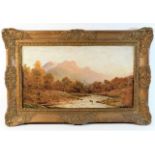 A Victorian oil on canvas in swept gilt frame depi