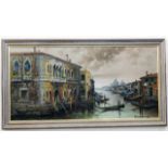 An oil on canvas depicting Venetian scene, indisti