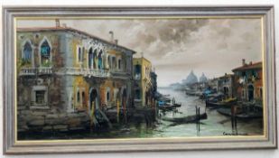 An oil on canvas depicting Venetian scene, indisti