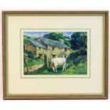 A signed framed watercolour of rural scene featuri