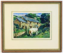 A signed framed watercolour of rural scene featuri