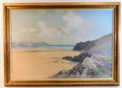 A signed gilt framed gouache of Gannel Estuary, Ne