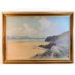 A signed gilt framed gouache of Gannel Estuary, Ne