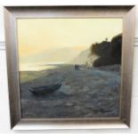An oil on panel of Downderry beach signed Hannafor
