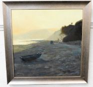 An oil on panel of Downderry beach signed Hannafor