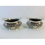 A pair of Joseph Gloster Birmingham 1908 silver sa