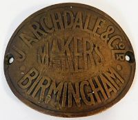 An antique brass J. Archdale & Co. Ltd. Birmingham