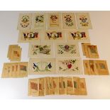 A quantity of WW1 sweet heart silk postcards twinn